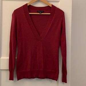 Burgundy deep v sweater
